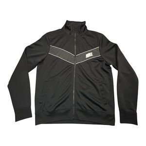 Nike Men's Track Jacket Size L Black Full Zip Chevron Windrunner Style 544133